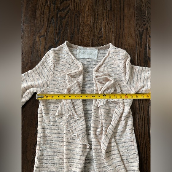 Marilu’ Women’s OSFM Linen 1/2 Sleeves Open Front Waterfall Beige Knit Sweater - Picture 4 of 11